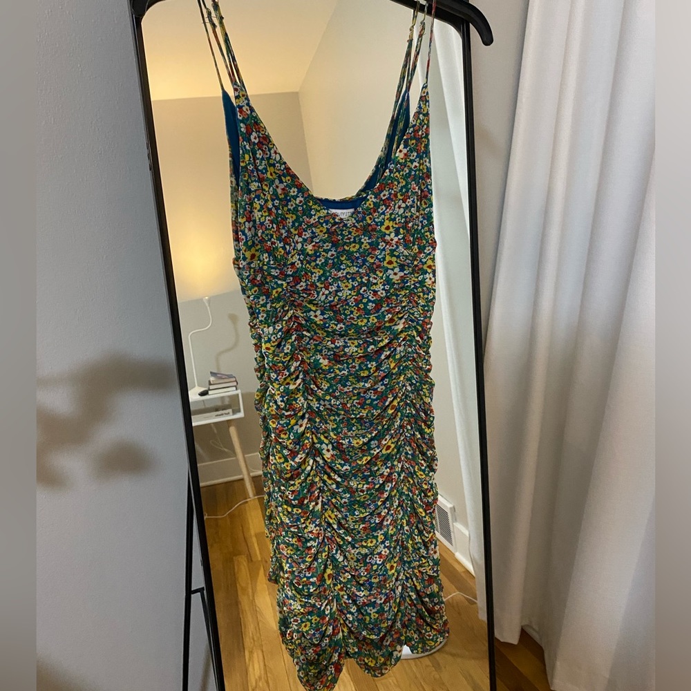 Ruched Floral Mini Dress